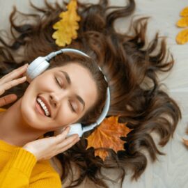 woman listening to music